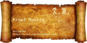 Kropf Matild névjegykártya